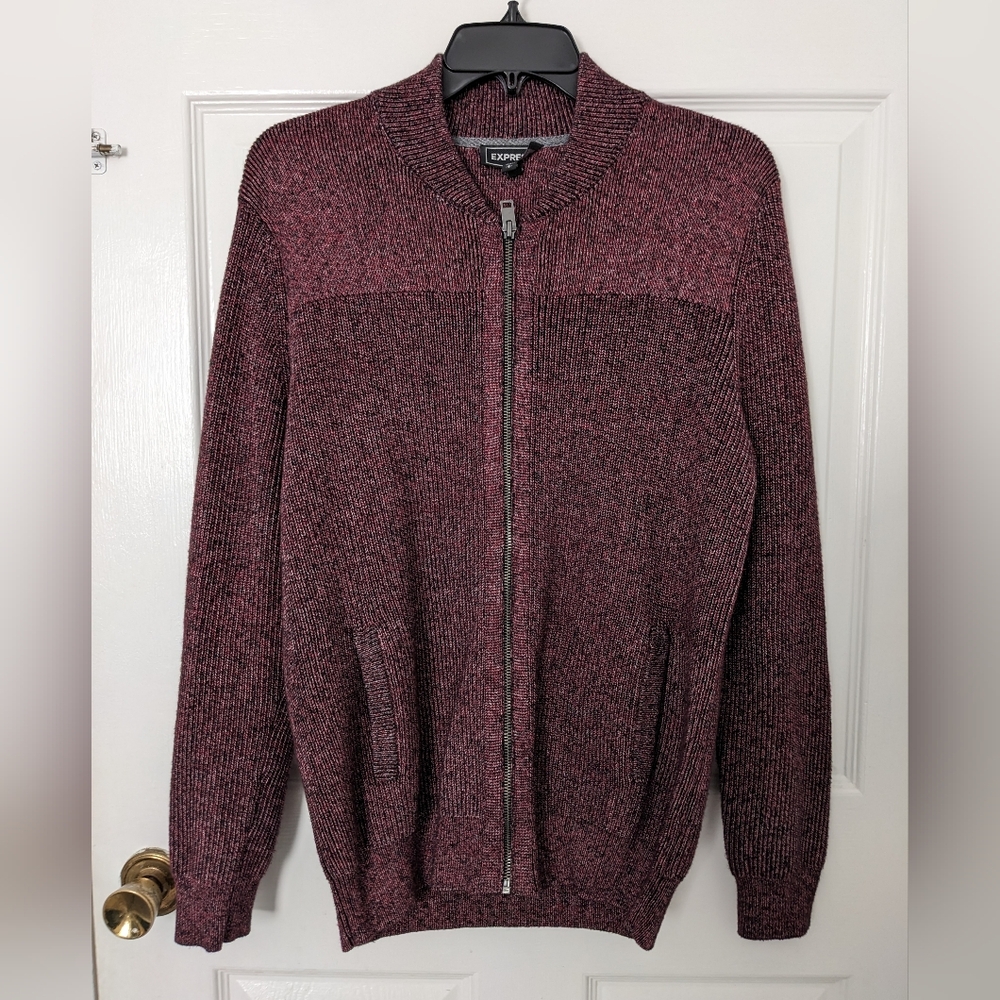 Express Maroon Zip-Up Sweater